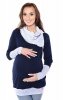 MijaCulture - 2 in 1 Maternity and Nursing breastfeeding warm Hoodie Top Pullover 4020A/M05 Marine Blue / Melange